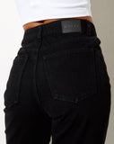 Cut Out Straight Leg Jeans in Black Wash