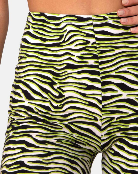 Cycle Short in Zebra Fluro Green