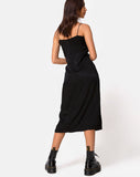 Cypress Midi Dress in Satin Cheetah Black