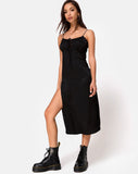 Cypress Midi Dress in Satin Cheetah Black