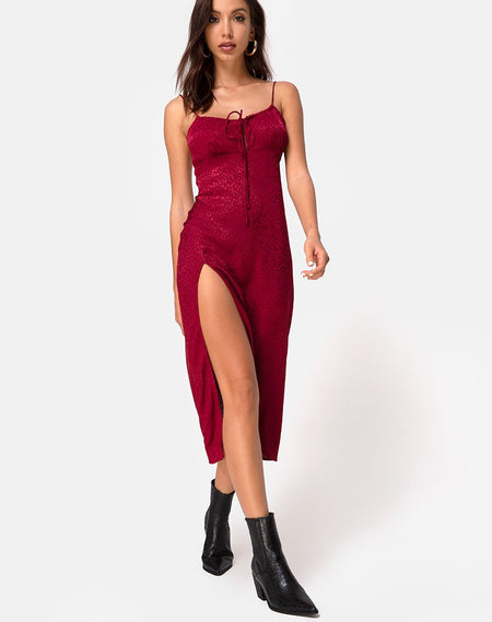 Kulu Dress in Satin Cherry