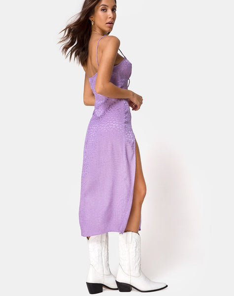 Cypress Midi Dress in Satin Ditsy Rose Lavender