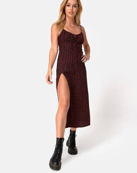 Kaoya Midi Dress in Check Red and Black