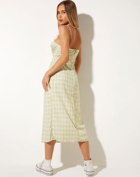 Image of Cypress Midi Dress in Sage Check