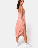 Cypress Midi Dress in Satin Cheetah Dusty Pink