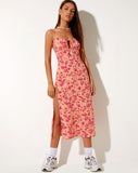 Image of Cypress Midi Dress in Dark Wild Flower Cantaloupe