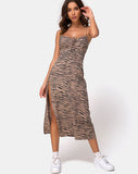 Cypress Midi Dress in 90's Zebra Taupe