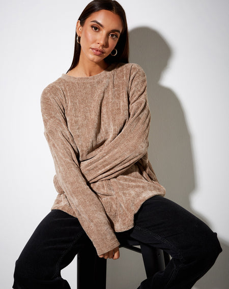 Tusca Sweatshirt in Stone with Angel on Sleeve