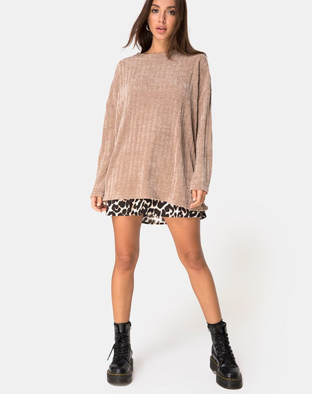 Evie Cropped Sweatshirt in Chenille Tan