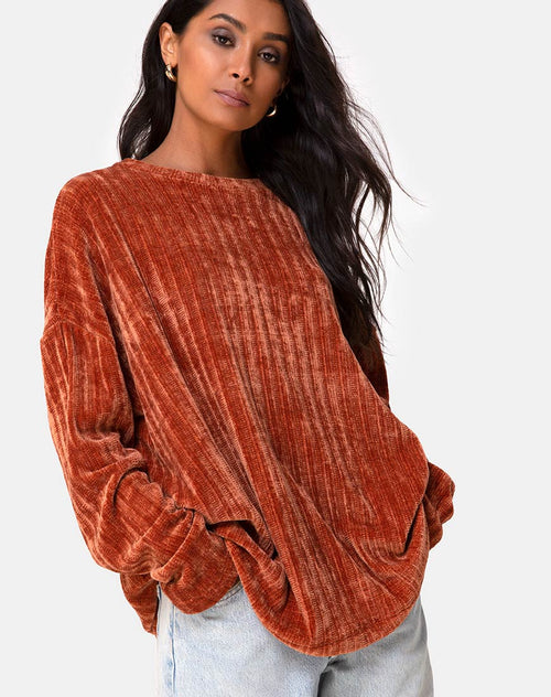 Dad Jumper in Chenille Rust