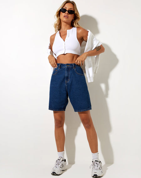 Mom Denim Short in Classic Blue