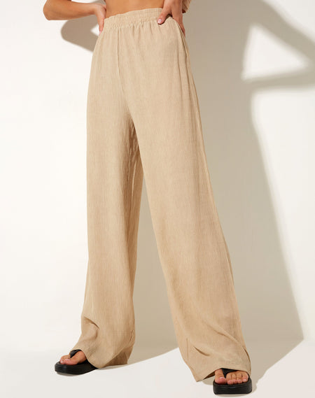 Bintan Wide Leg Trouser in Velour Champagne