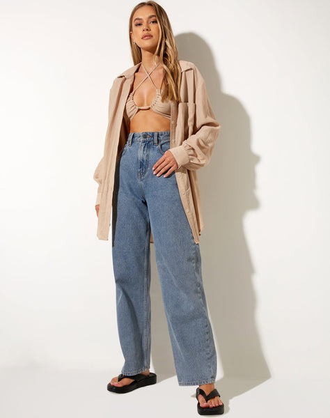 Image of Dael Oversized Shirt in Crinkle Tan