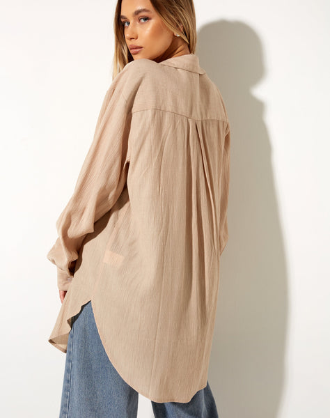 Image of Dael Oversized Shirt in Crinkle Tan