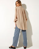 Image of Dael Oversized Shirt in Crinkle Tan