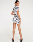 image of Dahara Mini Dress in Mono Doodle Black and White