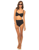 Daisy High Waisted Bikini Bottom in Black