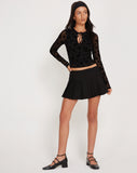 Image of Damara Crop Top in Mesh Black Romantic Rose Flock