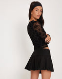 Image of Damara Crop Top in Mesh Black Romantic Rose Flock