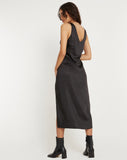 image of Damora Midi Dress in Satin Black