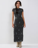 Image of Danari Mesh Maxi Dress in Floral Khaki Silhouette