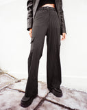 image of Abba Cargo Trouser in Pinstripe Black