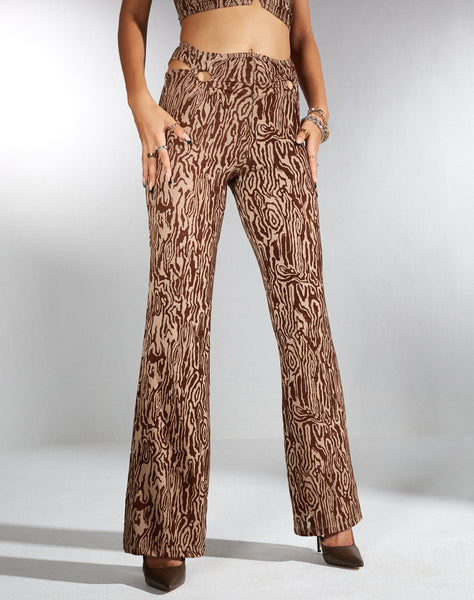 Image of MOTEL X IRIS Sesaot Flare Trouser in Animal Ripple Flock