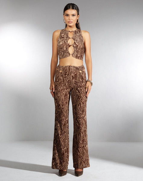 Image of MOTEL X IRIS Sesaot Flare Trouser in Animal Ripple Flock