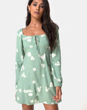 Danila Dress in Mono Flower Green