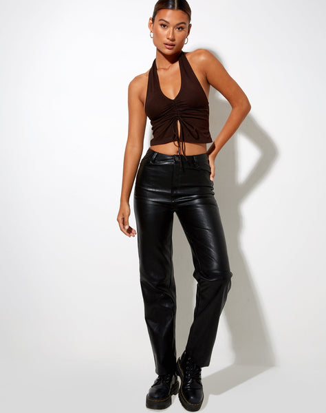 Image of Dapa Crop Top in Lycra Bitter Chocolate