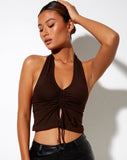 Image of Dapa Crop Top in Lycra Bitter Chocolate