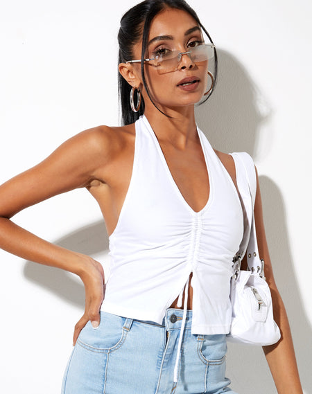 Nilam Vest Top in Rib White