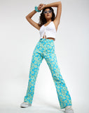 Image of Motel X Barbara Kristoffersen Zoven Flare Trouser in Retro Daisy Blue