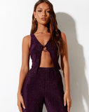 Image of Dara Crop Top in Slinky Glitter Dark Purple