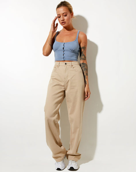 Image of Darau Crop Top in Rib Powder Blue