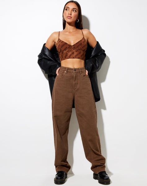 Daria Crop Top in Brown Angel Energy Flock