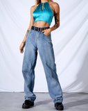 Darina Crop Top In Satin Bright Azure