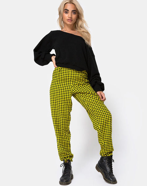 Dastan Trouser in Medium Gingham Yellow