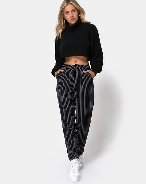 Dastan Trouser in Pinstripe Black