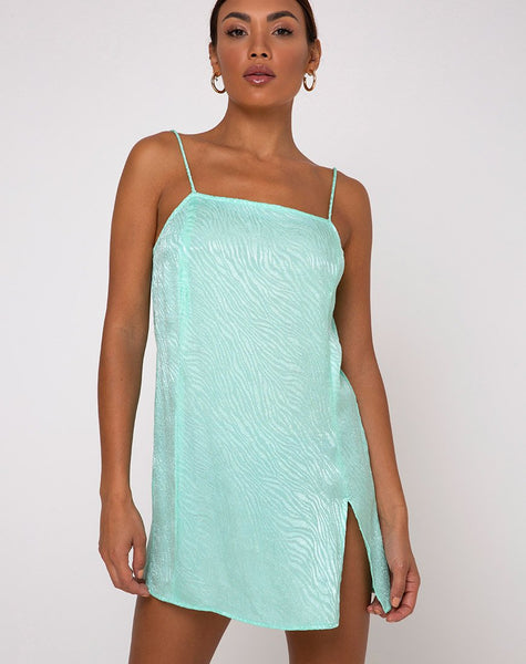 Datista Slip Dress in Zebra Aquamarine