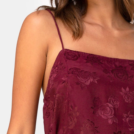 Datista Slip Dress in Satin Rose Burgundy