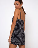 Datista Slip Dress in Bandana Black Placement