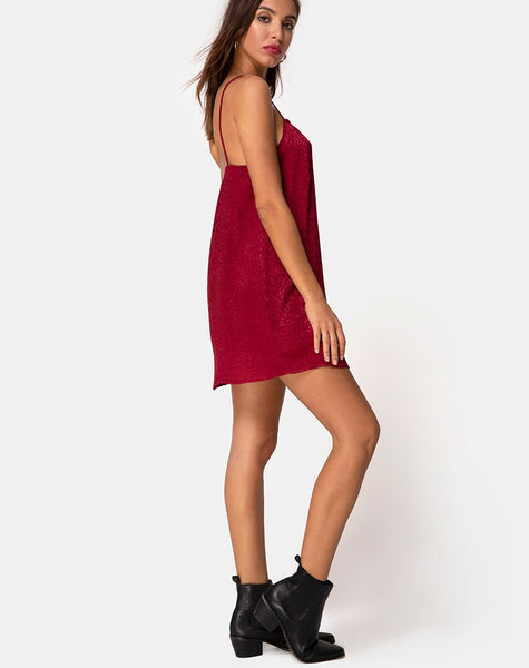 Datista Slip Dress in Satin Cheetah Raspberry