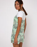 Datista Slip Dress in Chinese Dragon Neo Mint