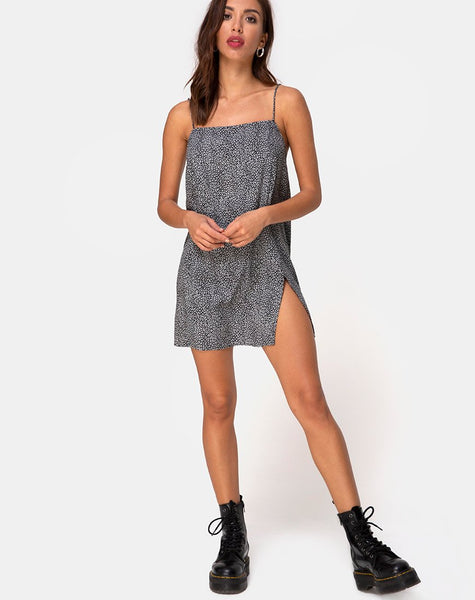 Image of Datista Slip Dress in Ditsy Leopard Grey