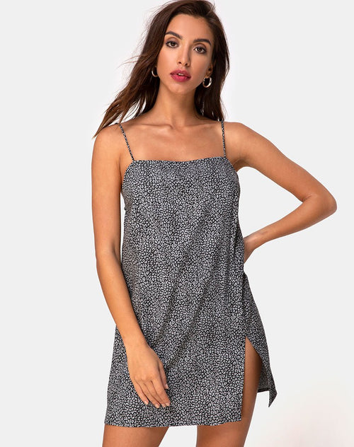 Image of Datista Slip Dress in Ditsy Leopard Grey