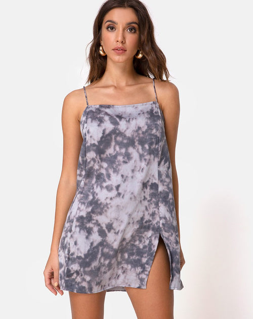 Datista Dress in Bleached Tie Dye Grey