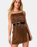 Datista Slip Dress in Satin Brown