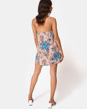 Datista Mini Dress in Jungle Flower Blue and Cream