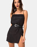 Datista Slip Dress in Satin Cheetah Black